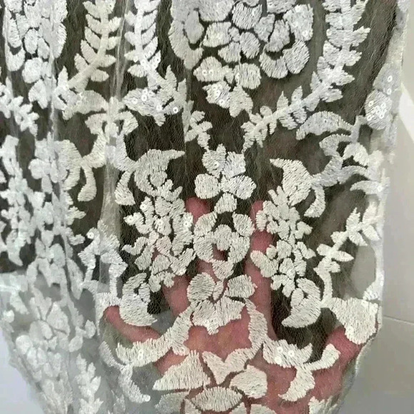 TADASHI SHOJI Women’s White Sequin Embroidered Sleeveless Formal Sheath Dress 6 - Picture 5 of 9